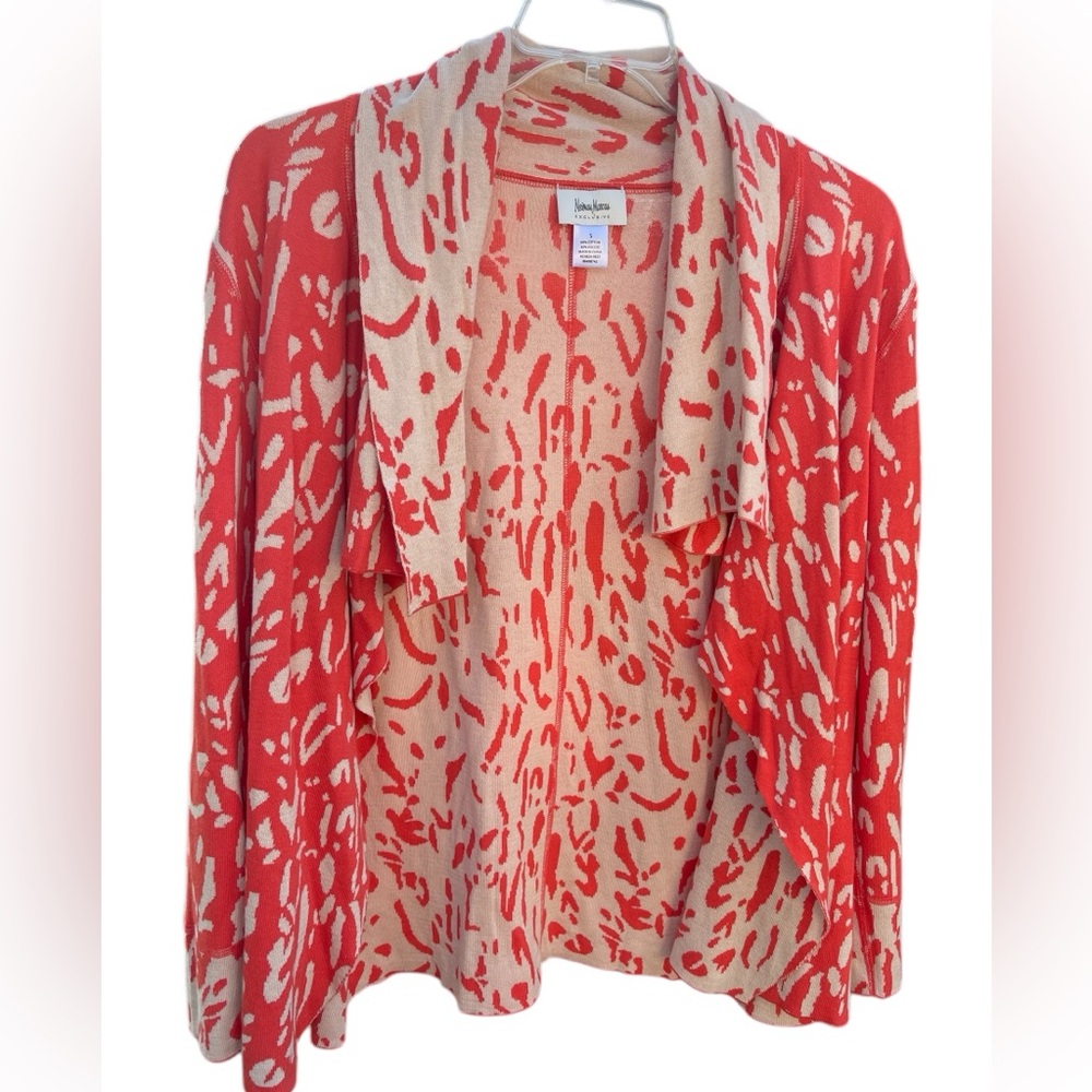 Neiman Marcus sweater shrug jacket size Small/waterfall lapel/women’s designer